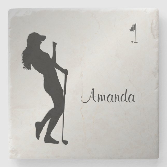 Dessous-de-verre En Pierre Ladies Golfer Personal (Devant)