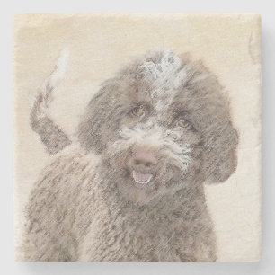 Dessous-de-verre En Pierre Lagotto Romagnolo Peinture - Cute Original Chien A