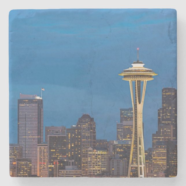 Dessous-de-verre En Pierre L'aiguille de l'espace et Seattle du centre (Devant)