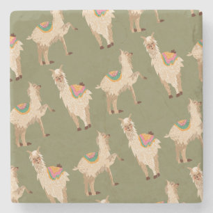 Dessous-de-verre En Pierre Lamas et alpacas colorés dessinés à la main