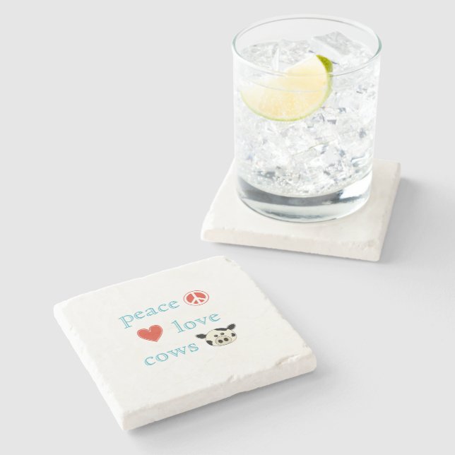Dessous-de-verre En Pierre L'amour de la paix et les vaches (Côté)