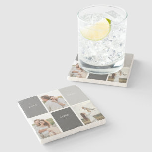 Dessous-de-verre En Pierre L'amour vit ici   Cadeau Famille Trois Photo