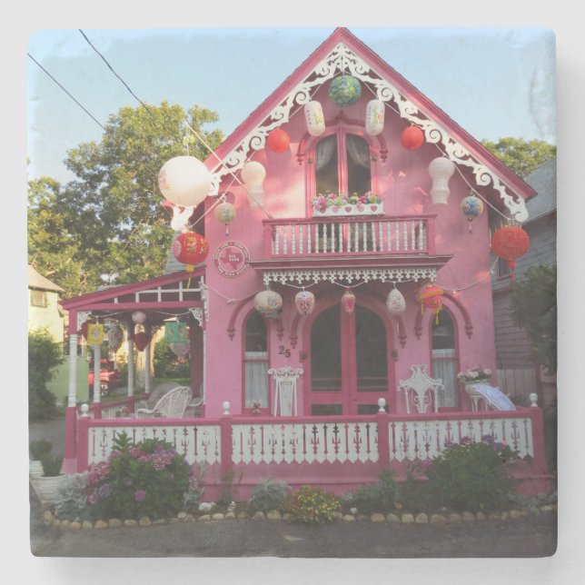 Dessous-de-verre En Pierre Lanternes et pain d'épice rose - Vignoble de Marth (Devant)