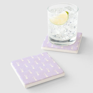 Dessous-de-verre En Pierre Lapin à motif couleur pastel sur fond bleu pour an