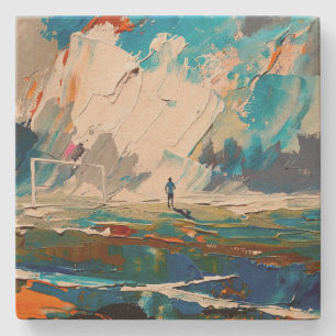 Dessous-de-verre En Pierre "L'art du football" (Style 2) Peinture à l'huile