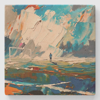 Dessous-de-verre En Pierre "L'art du football" (Style 2) Peinture à l'huile