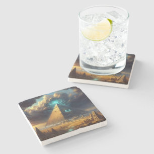 Dessous-de-verre En Pierre L'art pyramidal bleu mystique