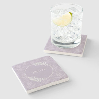 Dessous-de-verre En Pierre Lavande Elegant Damask Personnalisé