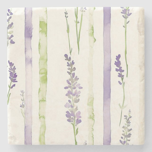 Dessous-de-verre En Pierre Lavender Stripes Floral   (Devant)