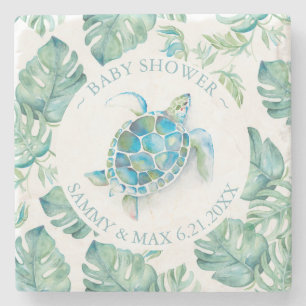 Dessous-de-verre En Pierre Le baby shower privilégie la tortue de mer tropica