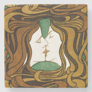 Dessous-de-verre En Pierre Le Baiser Peter Behrens Art Nouveau Art Ancien