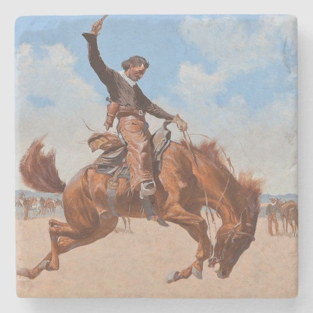 Dessous-de-verre En Pierre Le Bronco Buster (par Frederic Remington) (Devant)