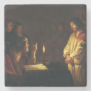 Dessous-de-verre En Pierre Le Christ devant Caïphe par Honthorst Fine Art