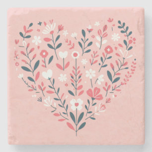 Dessous-de-verre En Pierre Le coeur floral de Valentine