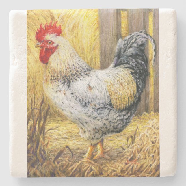 Dessous-de-verre En Pierre Le coq de la grange (Devant)