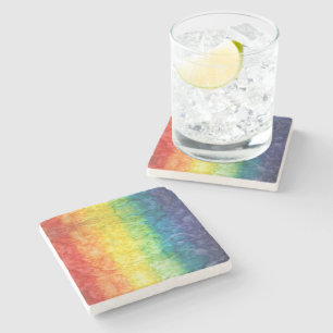 Dessous-de-verre En Pierre Le drapeau tie-dyé de SlipperyJoe arc-en-ciel pres