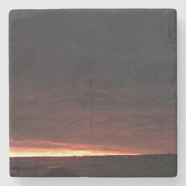 Dessous-de-verre En Pierre Le lever du soleil avant la tempête de neige (Devant)