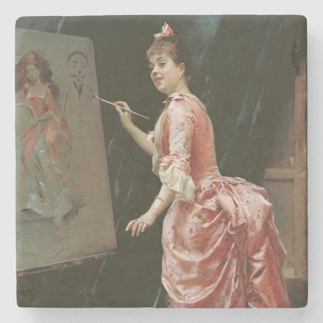 Dessous-de-verre En Pierre Le mal du modèle (par Raimundo de Madrazo) (Devant)