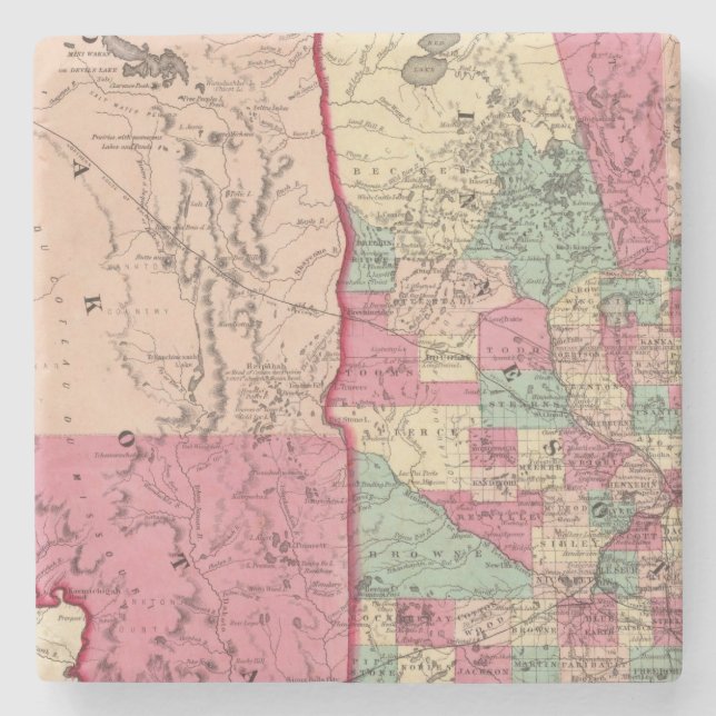 Dessous-de-verre En Pierre Le Minnesota et le Dakota (Devant)