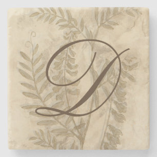 Dessous-de-verre En Pierre Le monogramme   a doré le feuillage I