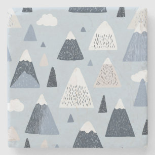 Dessous-de-verre En Pierre Le Motif scandinave Mountain Peaks Dessous de verr