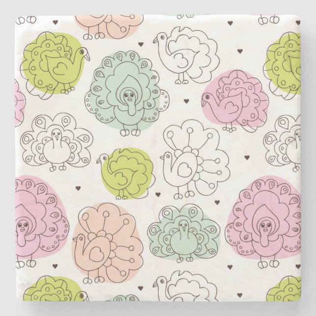 Dessous-de-verre En Pierre le paon badine le cru de papier peint (Devant)