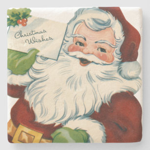 Dessous-de-verre En Pierre Le Père Noël vintage offre des voeux de Noël