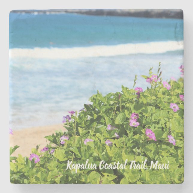 Dessous-de-verre En Pierre Le pourpre côtier de traînée de Maui fleurit des (Devant)