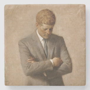 Dessous-de-verre En Pierre Le président américain John Kennedy Portrait peint