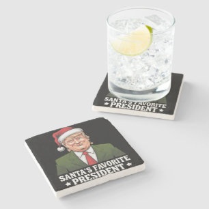 Dessous-de-verre En Pierre Le président préféré du Père Noël drôle Trump Noël