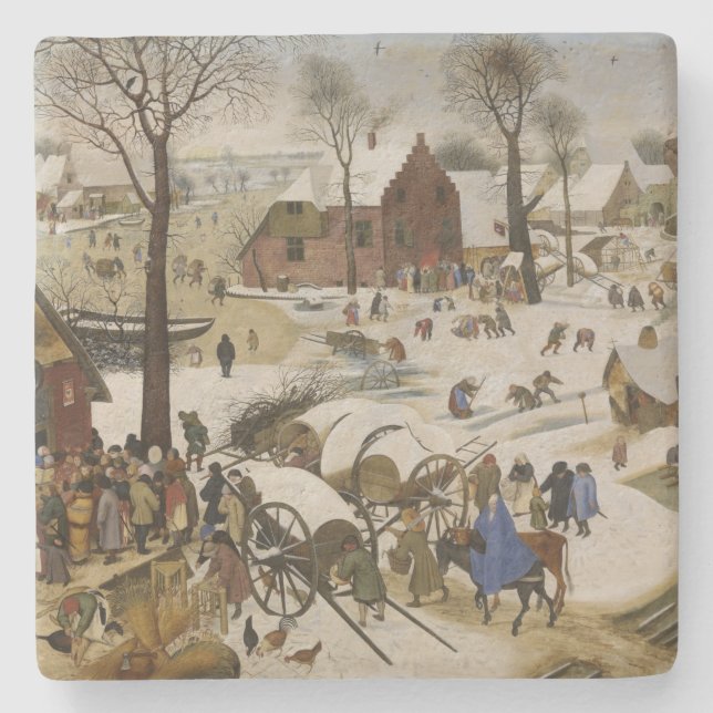 Dessous-de-verre En Pierre Le recensement à Bethléem (par Pieter Bruegel) (Devant)