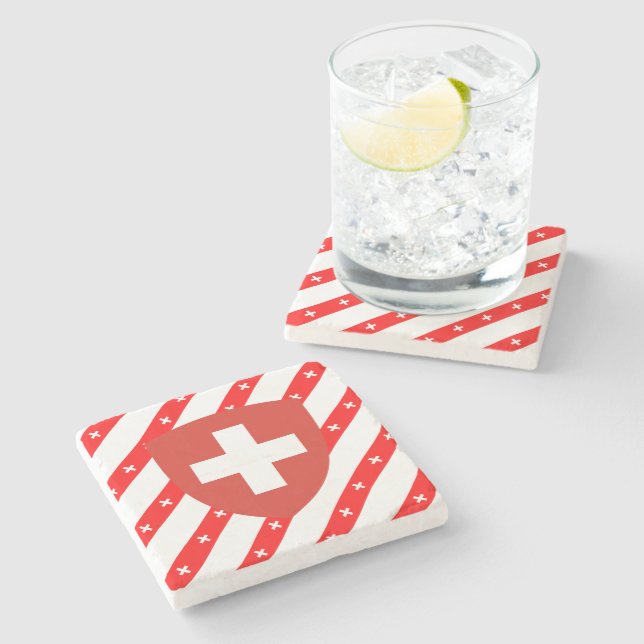 Dessous-de-verre En Pierre Le Suisse barre le drapeau (Côté)