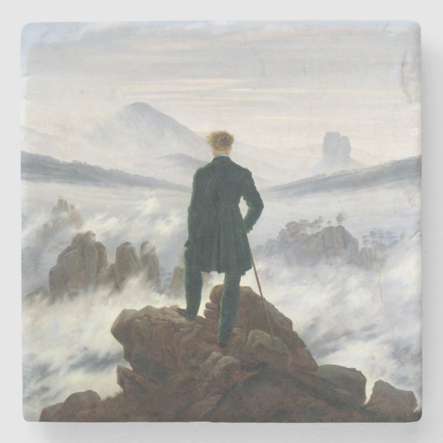 Dessous-de-verre En Pierre Le vagabond au-dessus de la mer du brouillard (Devant)