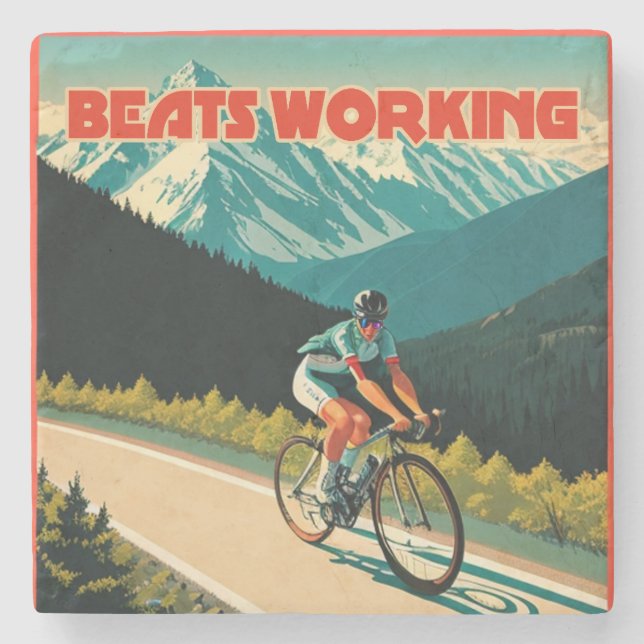 Dessous-de-verre En Pierre Le Vélo Bat le Travail (Devant)