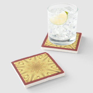 Dessous-de-verre En Pierre Le Zénith Doré : Entité de l'Or Fondu & du Cramois