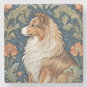 Dessous-de-verre En Pierre L'Élégant Chien de Shetland William Morris Inspiré