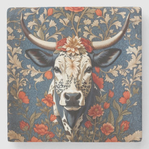 Dessous-de-verre En Pierre L'Élégante Vache Nguni William Morris Inspiré