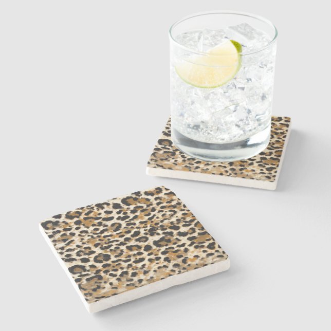 Dessous-de-verre En Pierre Leopard peint (Côté)