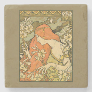 Dessous-de-verre En Pierre L'Ermitage Française Nouveau Femme dans le champ d