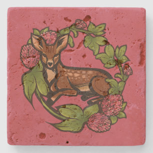 Dessous-de-verre En Pierre Les amoureux de la nature du cerf et du trèfle