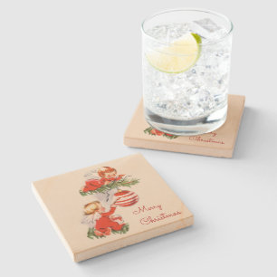 Dessous-de-verre En Pierre Les anges décorant le Dessous de verre des sapins