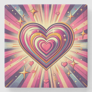 Dessous-de-verre En Pierre les années 70 coeur pop art/Valentines