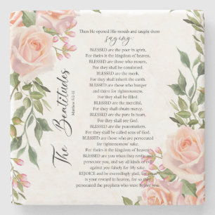 Dessous-de-verre En Pierre Les Béatitudes Matthieu 5:3-12 Écritures Roses