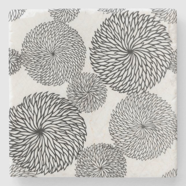 Dessous-de-verre En Pierre Les chrysanthèmes de l'école japonaise (Devant)