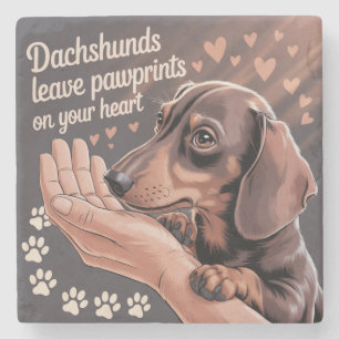 Dessous-de-verre En Pierre Les Dachshunds Laissent des Empreintes de Patte su