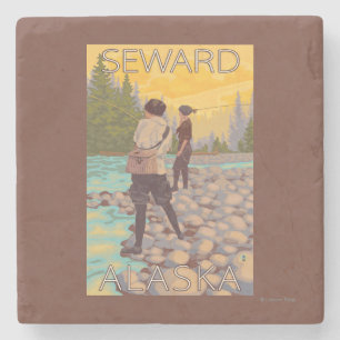 Dessous-de-verre En Pierre Les femmes pilotent la pêche - Seward, Alaska