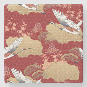Dessous-de-verre En Pierre Les fleurs japonaises de kimono