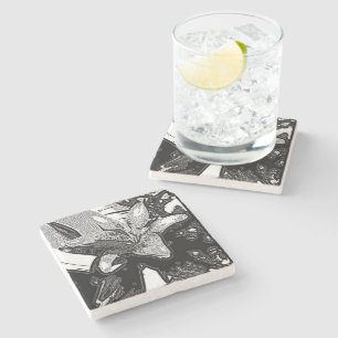 Dessous-de-verre En Pierre les formes abstraites en noir et blanc contemporai