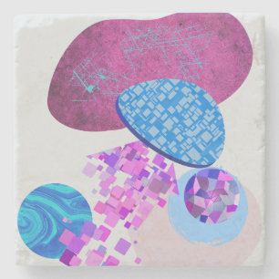 Dessous-de-verre En Pierre Les Formes Modernes Purple Et Cyan