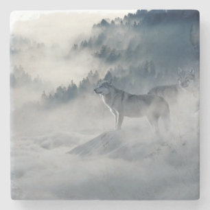 Dessous-de-verre En Pierre Les loups dans un paysage hivernal
